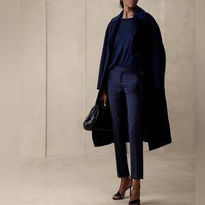 Banana Republic Ryan Slim Wool-Blend Pant 2 Petite | Navy Blue